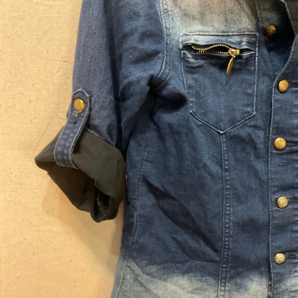 DENIM JACKET- Signature Crown Buttons & Zipper Detail/M/ 
UNIQUE A+